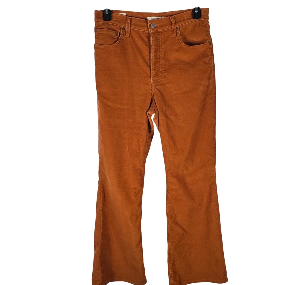 Levis Premium Ribcage Flare Corduroy Pants Womens 30 Burnt Orange Rust High Rise